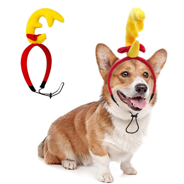 ANIAC Dog Antlers Headband Christmas Dog Outfit for Small Medium Large Dog Reindeer Costumes Pet Elk Head Accessories for Christmas Halloween (Yellow, Small)