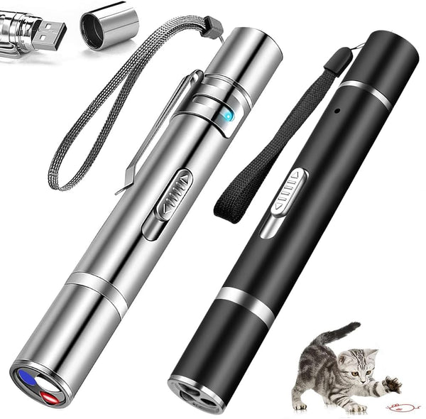 GLMSA Laser Pointer Cat Toy - 5Modes Pointer for Indoor Interactive, Cat Toys Red Light Pet Pointer Interactive to Busy Kitten Dog Chaser Play Toys(2 Pcs)