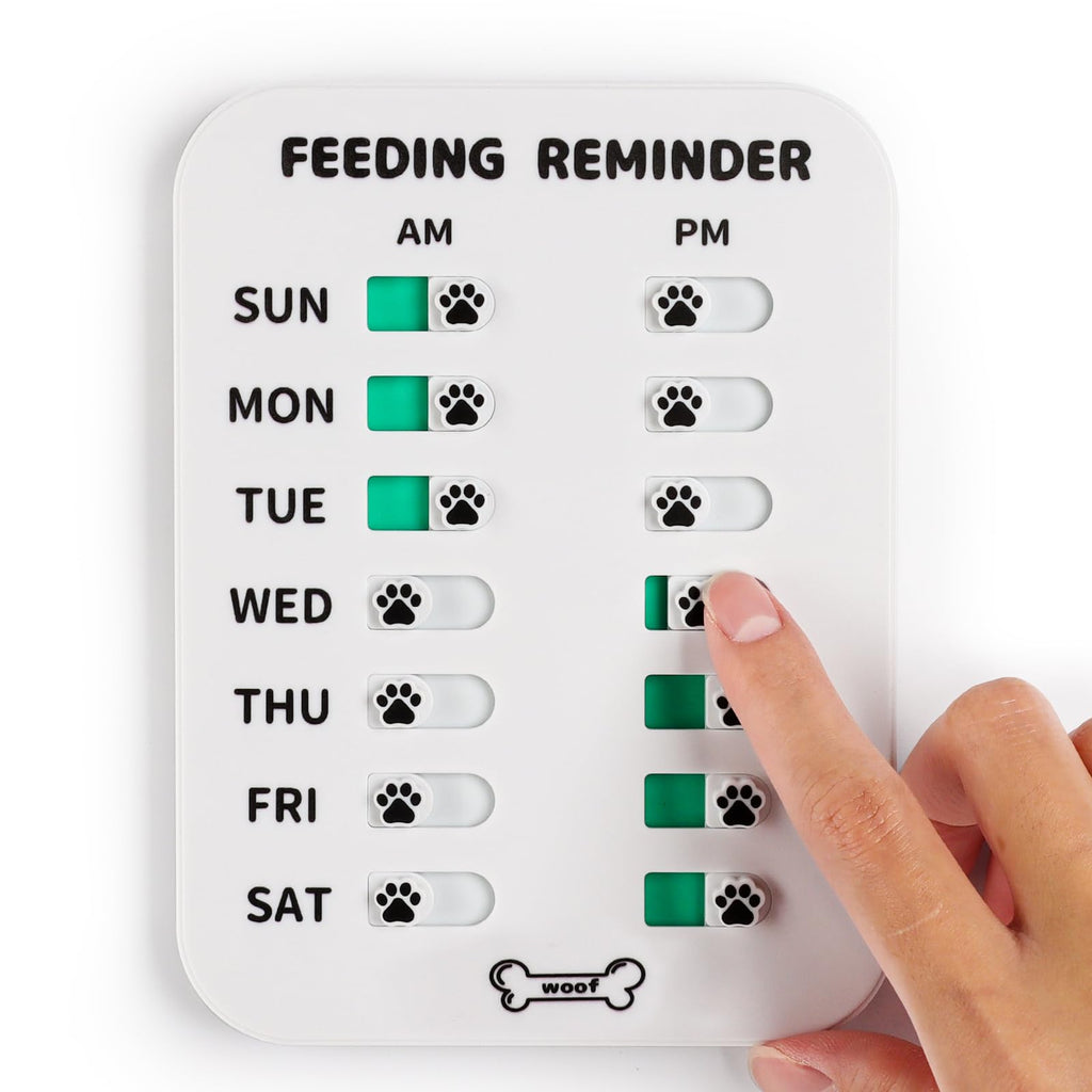 YAUYIK Dog Feeding Reminder, Magnetic Reminder Sticker, AM/PM Daily Indication Chart Feed Your Pets, Fridge Magnets and Double Sided Tape, Helps You to Track Pet Feeding & Medication (White)
