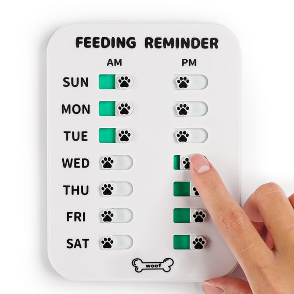 YAUYIK Dog Feeding Reminder, Magnetic Reminder Sticker, AM/PM Daily Indication Chart Feed Your Pets, Fridge Magnets and Double Sided Tape, Helps You to Track Pet Feeding & Medication (White)