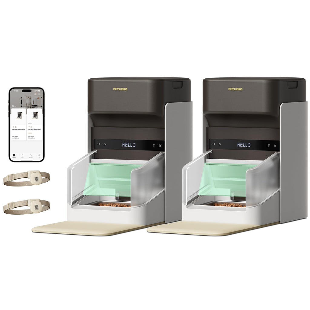 PETLIBRO RFID Automatic Cat Feeders - 2 Cat Wi-Fi Feeders, 3L Auto Dispensers with Light Collar Tag, 1-10 Meals