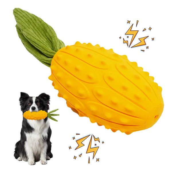 LIFLIX Squeaky Dog Chew Toys, Strong Tough Dog Toy with Natural Rubber, Teething Chew Toys for Small Medium Large Breeds, Kiwano Horned Cucumber Shape