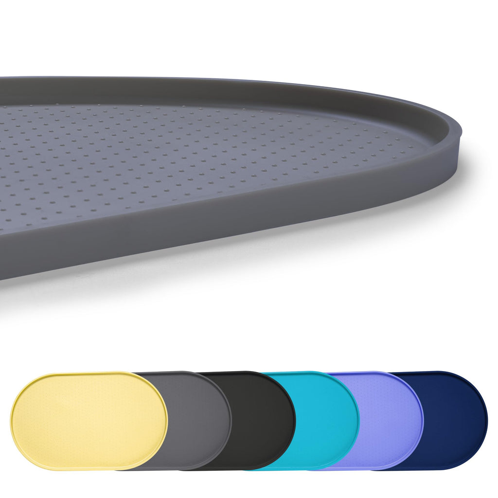 Yacee 100% Waterproof 0.5" Raised Edge BPA Free Silicone Dog Food Mat, Pet Cat Feeding Mats Contain Spills Protects Floors, Placemats for Cats and Dogs Water Bowl Dishwasher. (Small, Gray)