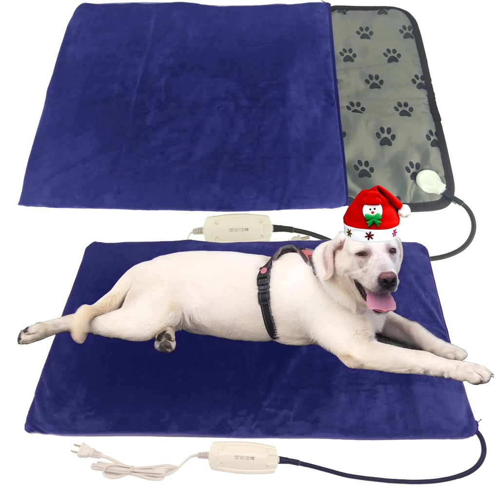 DEOMAN Large Dog Cat Heated Bed 34" x 21" Electric Heating Pad with Soft Washable Cover, Water Resistant, Chew Resistant Cord