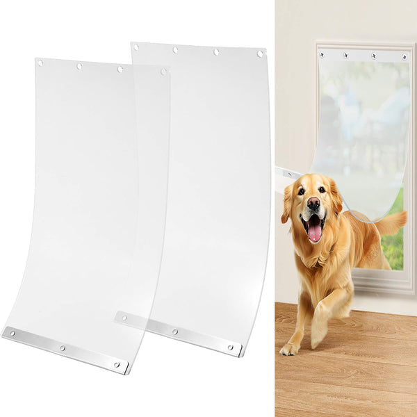 2 Pack Dog Door Replacement Flaps Compatible with Extra Large Dog Door, 17.95" x 9.92" Flexible Doggy Door Replacement Flap with Metal Strip, XL Pet Door Replacement Fits Dogs Between 36 and 90 Lbs