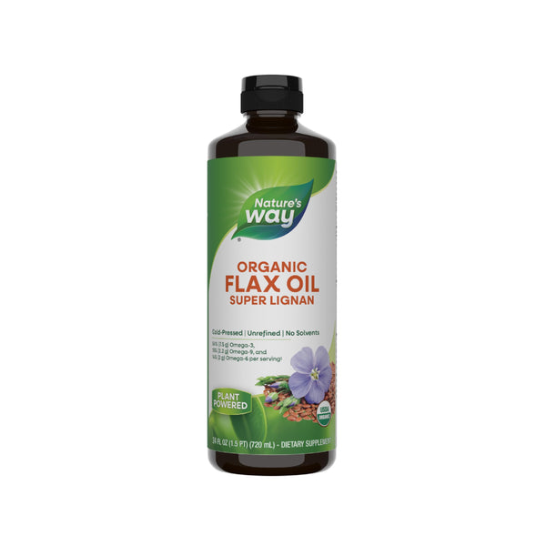 Nature's Way Organic Flax Oil Super Lignan, Cold-Pressed, and Unrefined, 24 Fl Oz