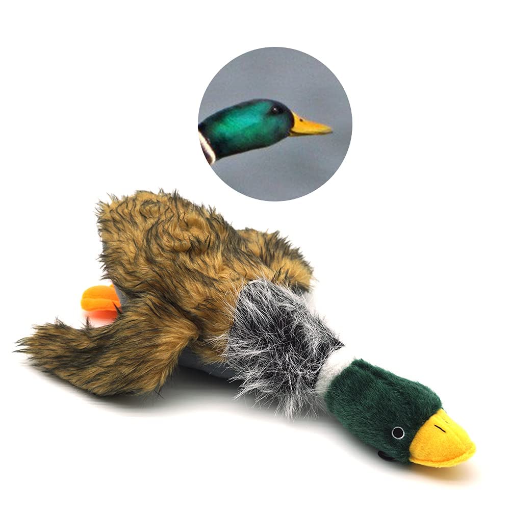 JKW Mallard Duck Plush & Stuffed Toys, Squeaky Medium & Large Duck Dog Toys, 16'', 1 Pack