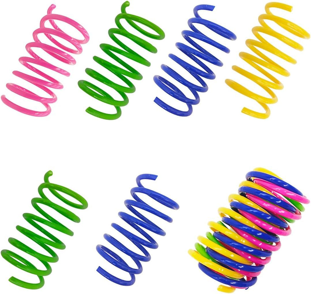 PAWSCRAT 30 Pcs Cat Spring Toys for Indoor Cats Colorful and Durable Plastic Spring coils That Attract Indoor Cats to swat, bite, and Hunt, Providing Interactive Playtime