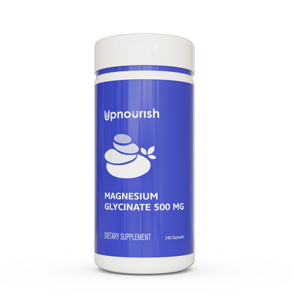 UpNourish Magnesium Glycinate Chelate 500mg Capsules - Highly Absorbable Chelated Magnesium - Pure Magnesium Supplement for Sleep & Calm Support, Nervous, Muscle & Bone Health