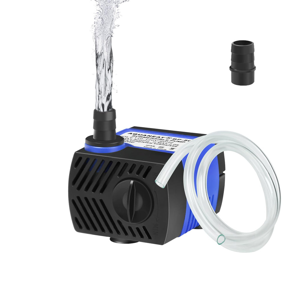 AQUANEAT Small Fountain Pump, 80 GPH Mini Submersible Water Pump with 3.3 ft Tubing, for Aquarium Fish Tank, Pet Water Fountain, Hydroponics, Pond Waterfall