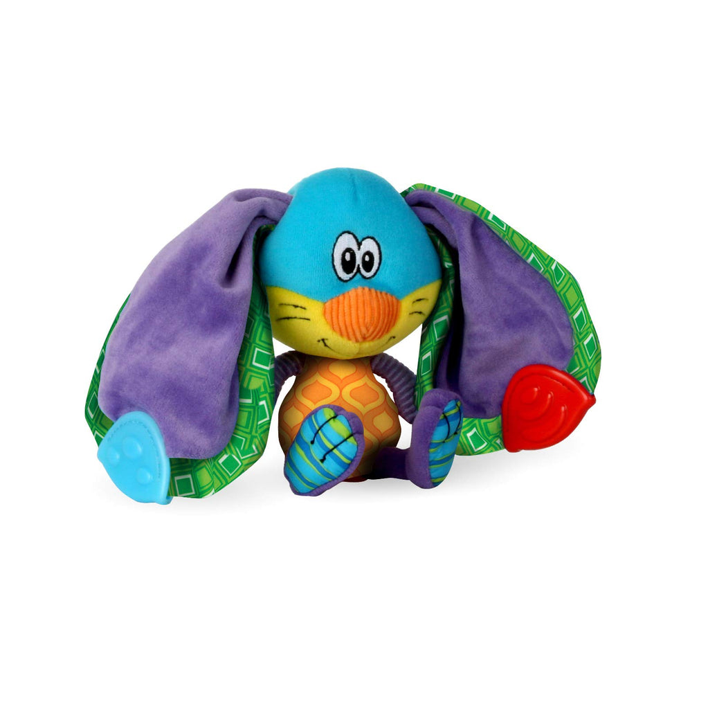 Nuby Teether Tugz Plush Silicone Teething Toy - Baby Teething Toy for 3+ Months - Rabbit