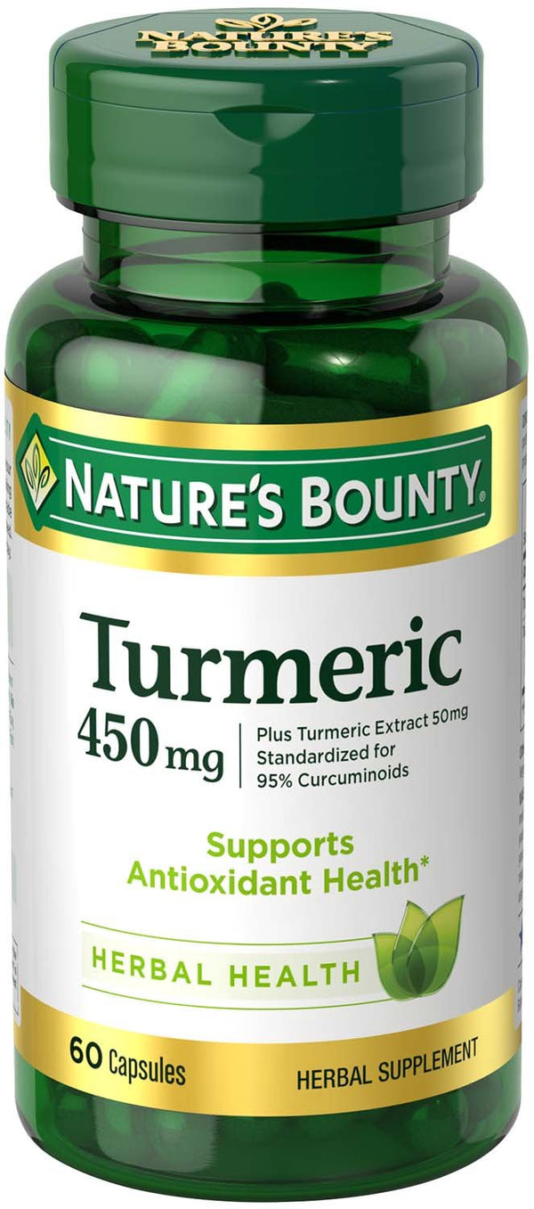 Nature's Bounty Turmeric Capsules, Antioxident Health, 450 Mg, 60 Ct