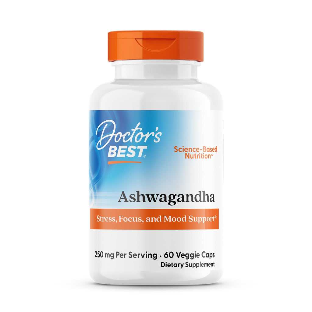 Doctor's Best Ashwagandha with Sensoril, Ayurvedic Herb, Standardized Withania somnifera Extract, Clinically Proven to Support Mental Focus, Cardiovascular Health & Healthy Energy, 125mg, 60 Count