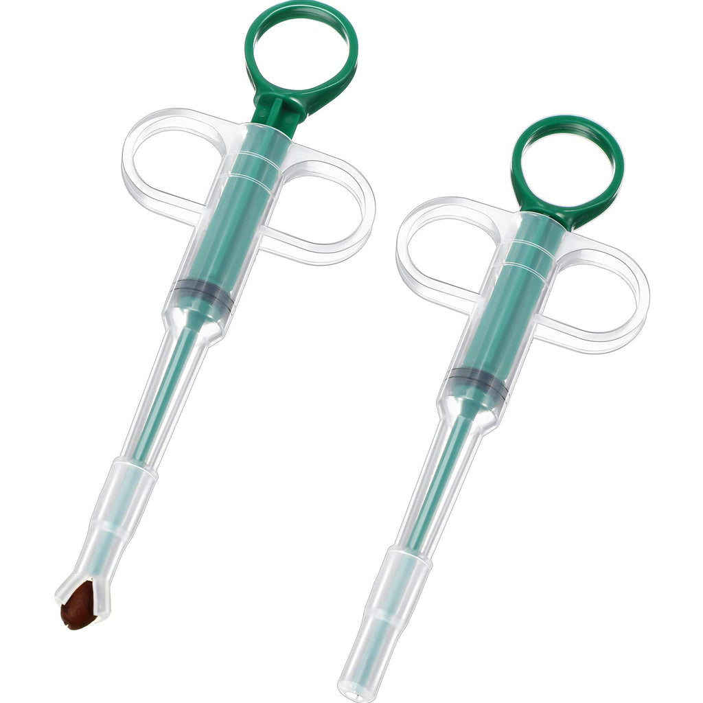 Nuanchu 2 Pieces Pet Pill Plunger Popper for Small Cats Dogs Pill Gun Dispenser Shooter Pet Piller Soft Tip Tablet Syringe Pusher Animal Medicine Feeder for Feeding Accessories (Green)