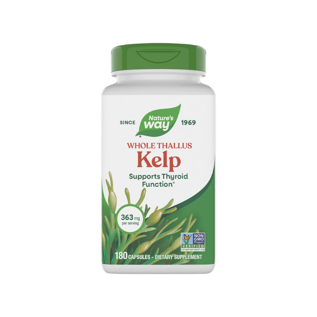 Nature's Way Kelp, Supports Thyroid Function*, 600 mg per Serving, Non-GMO Project Verified, 180 Capsules (Packaging May Vary)