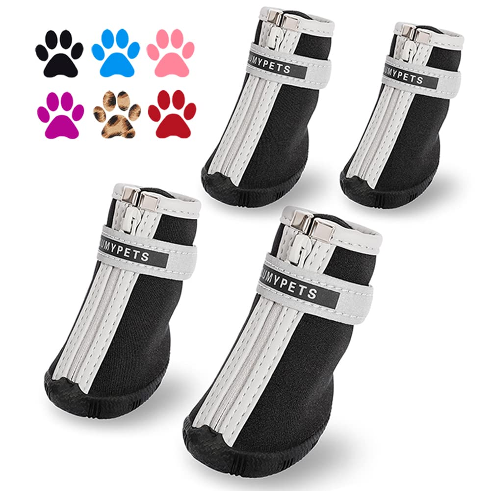 QUMY Dog Shoes for Small Dogs, Puppy Dog Boots & Paw Protectors for Winter Snowy Day, Summer Hot Pavement, Waterproof in Rainy Weather, Outdoor Walking, Indoor Hardfloors Skid-Resistant Sole Black 2