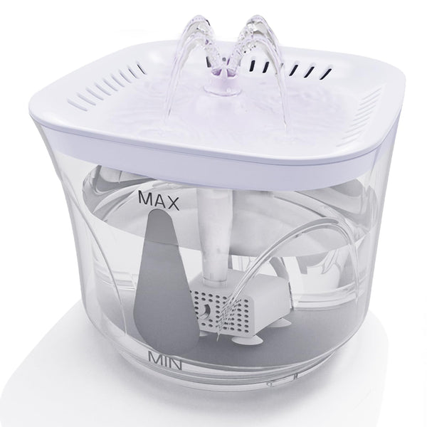Cat Water Fountain - BOODIDI Ultra Silent Pet Drinking Fountain for Cats and Small Dogs, Indoor Water Fountain, 2.4L/2.5QT Capacity, with Replacement Filters (White)