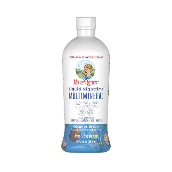 MaryRuth's Liquid Nighttime Multimineral Sleep Supplement | Sugar Free | Calm Magnesium Citrate | NO Melatonin | Calcium Magnesium Zinc | Available in 4 Flavors | Vegan | Gluten Free | 15 Servings