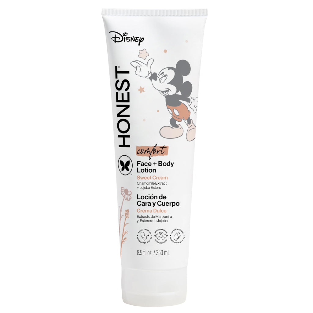The Honest Company Moisturizing Face and Body Lotion Fast Absorbing Dermatologist Tested Hypoallergenic Disney’s Mickey Mouse Comfort Sweet Cream 8.5 fl oz