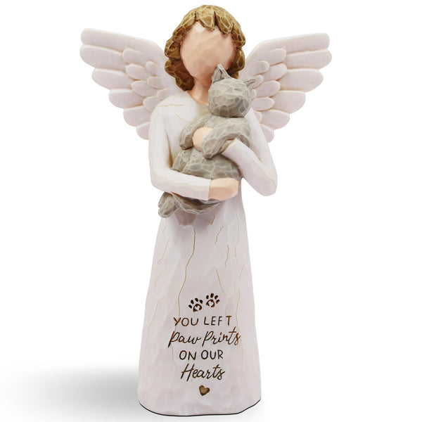 Cat Memorial Gifts for Loss of Cat, Pet Loss Sympathy Gift, Pet Cat Remembrance Gifts, Cat Loss Sympathy Gift, Cat Mom Gifts for Cat Lovers, Cat Statue Hand-Painted Figurines Angel Cat (Gray)