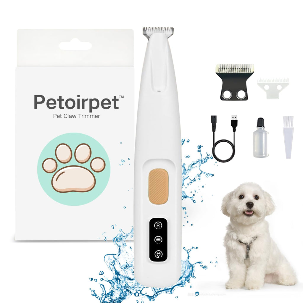 Petoirpet Trimmer,Electric Dog Paw Trimmer with LED Light，Silents Pet Grooming Kit, Nail Clippers for Small and Large Dogs, Cats