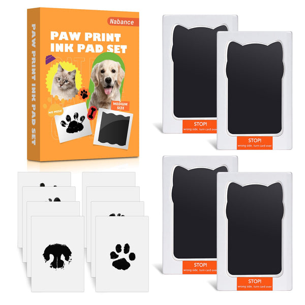 Nabance Paw Print Kit for Dog Cats, Pet Paw Print Impression Kit, 4 Inkless Print Pads, 8 Imprint Cards, Nose Print Stamp Pad for Dogs, Clean Touch Pet Footprint Kit, Pet Paw Ink Pad Family Keepsake