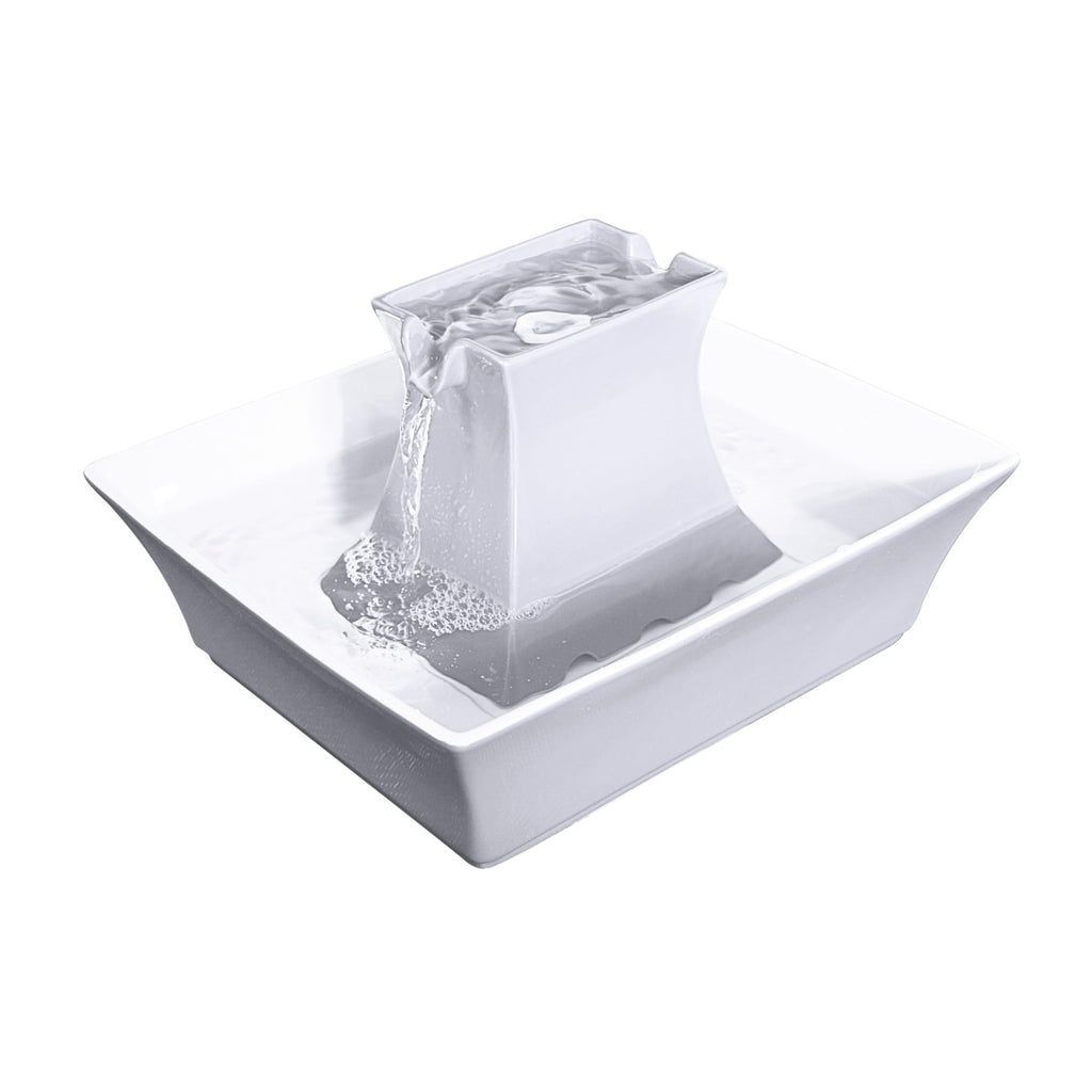 PetSafe Drinkwell Pagoda Ceramic Cat & Dog Water Fountain, 70oz Capacity, Encourages Hydration, Open Bowl Design, White