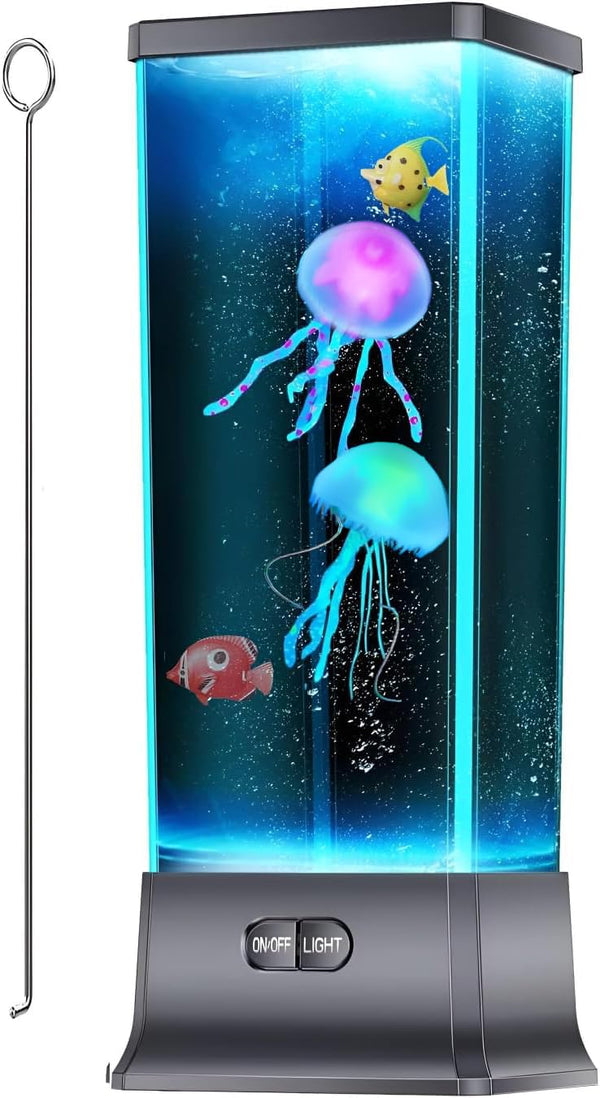 COLORLIFE Cool Jellyfish lamp Sensory Synthetic Realistic Jelly Fish Tank Aquarium Mood Lamp for Home Office Decor Gifts for Kids Women Men Birthday Christmas Holiday Presents