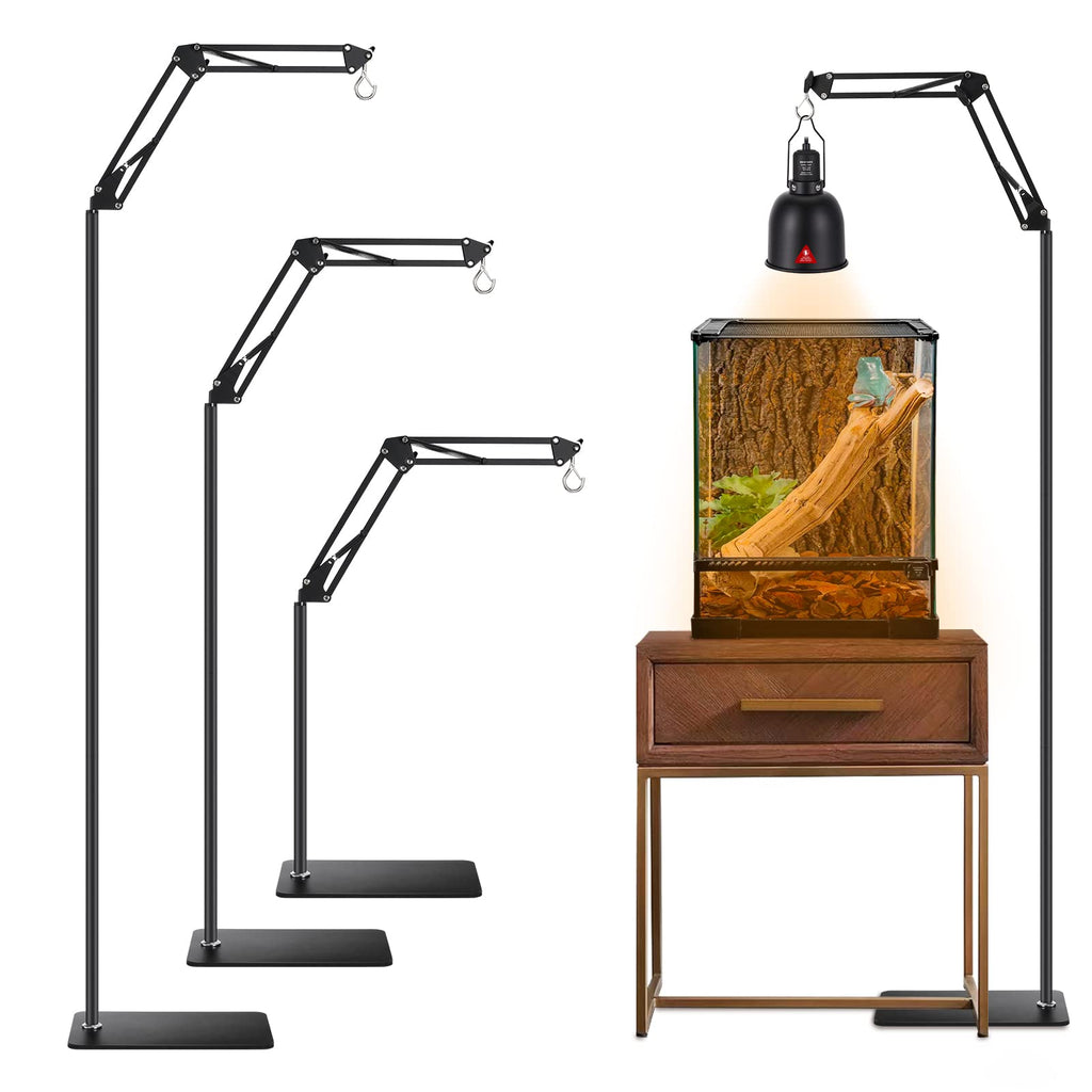 DXOVEEN Reptile Lamp Stand Reptile Light Stand (15.7inch to 74.3inch) with 360° Adjustable Swing Arm, Heat Lamp Holder for Bearded Dragon Turtles Snake and Chicks