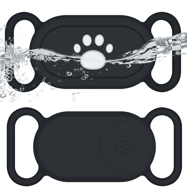 SZJCLTD for Samsung Galaxy SmartTag2 Dog Collar Holder, 2 Pack Waterproof Anti-Lost Silicone Case for Galaxy Smart Tag 2 for Pet Dog Cat Collars (Black/Black)
