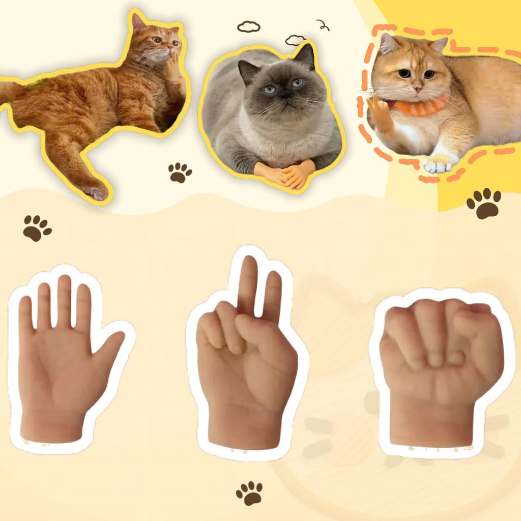 JINGGWW Mini Hands for Cats, Tiny Folded Hands for Cat Paws, Cute Puppy Gloves & Stretchable Interactive Toys for Pups (3pcs)