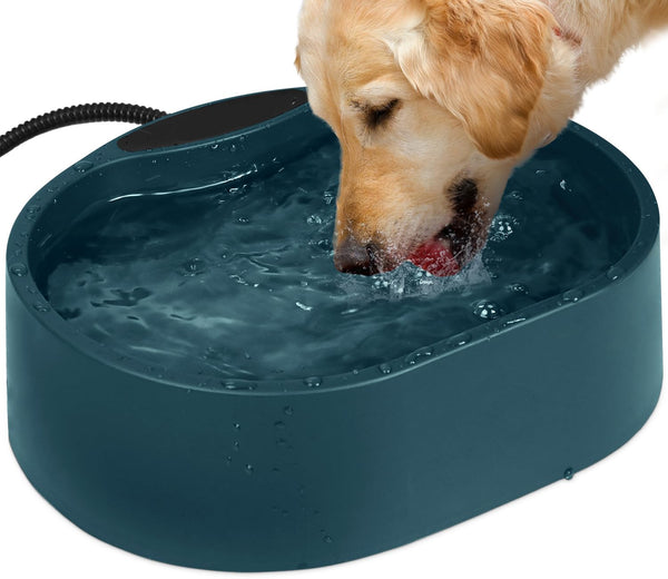 Clawsable Large Heated Water Bowl for Dog & Outdoor Cats, Coldproof & BPA Free, Waterproof Heated Pet Bowl Heater for Chickens Rabbit Livestocks, Heated Bird Bath for Winter (Green, 128 oz)