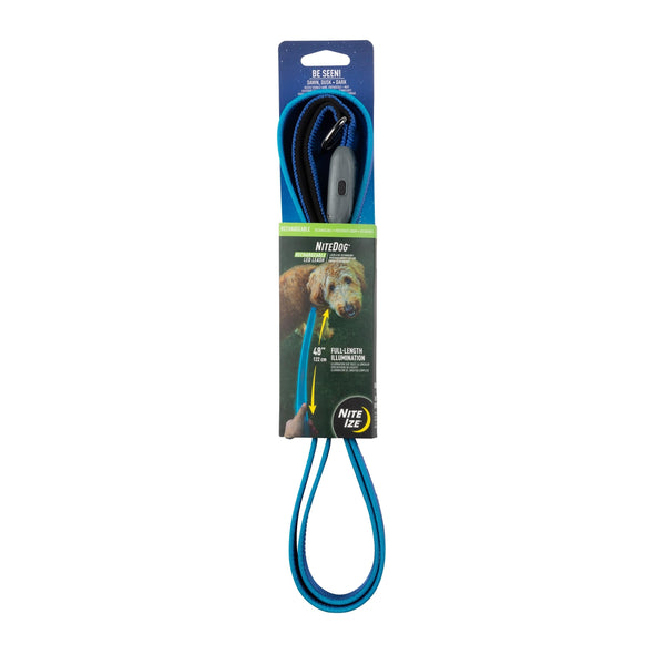 Nite Ize NiteDog Rechargeable LED Leash - Rechargeable LED Light Dog Leash with Padded Handle - Dog Walking Accessories for Walking & Running - 5 Feet, Blue