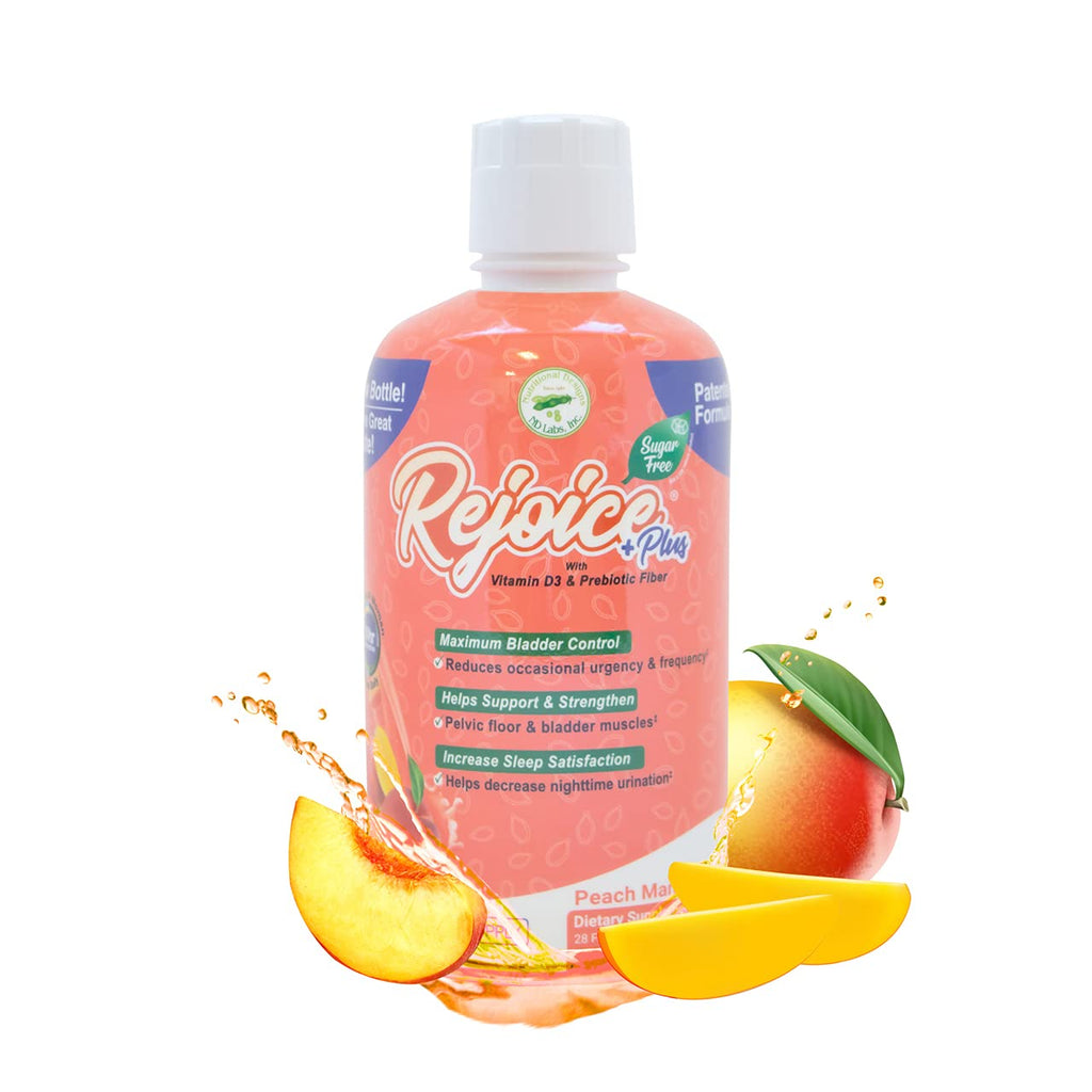 Nutritional Designs Rejoice+ Bladder Control Supplement, Natural & Sugar-Free, Aids Occasional Urgency & Frequency, for Adults, Men & Women, Peach Mango Flavor, 30 Servings, 28 fl oz