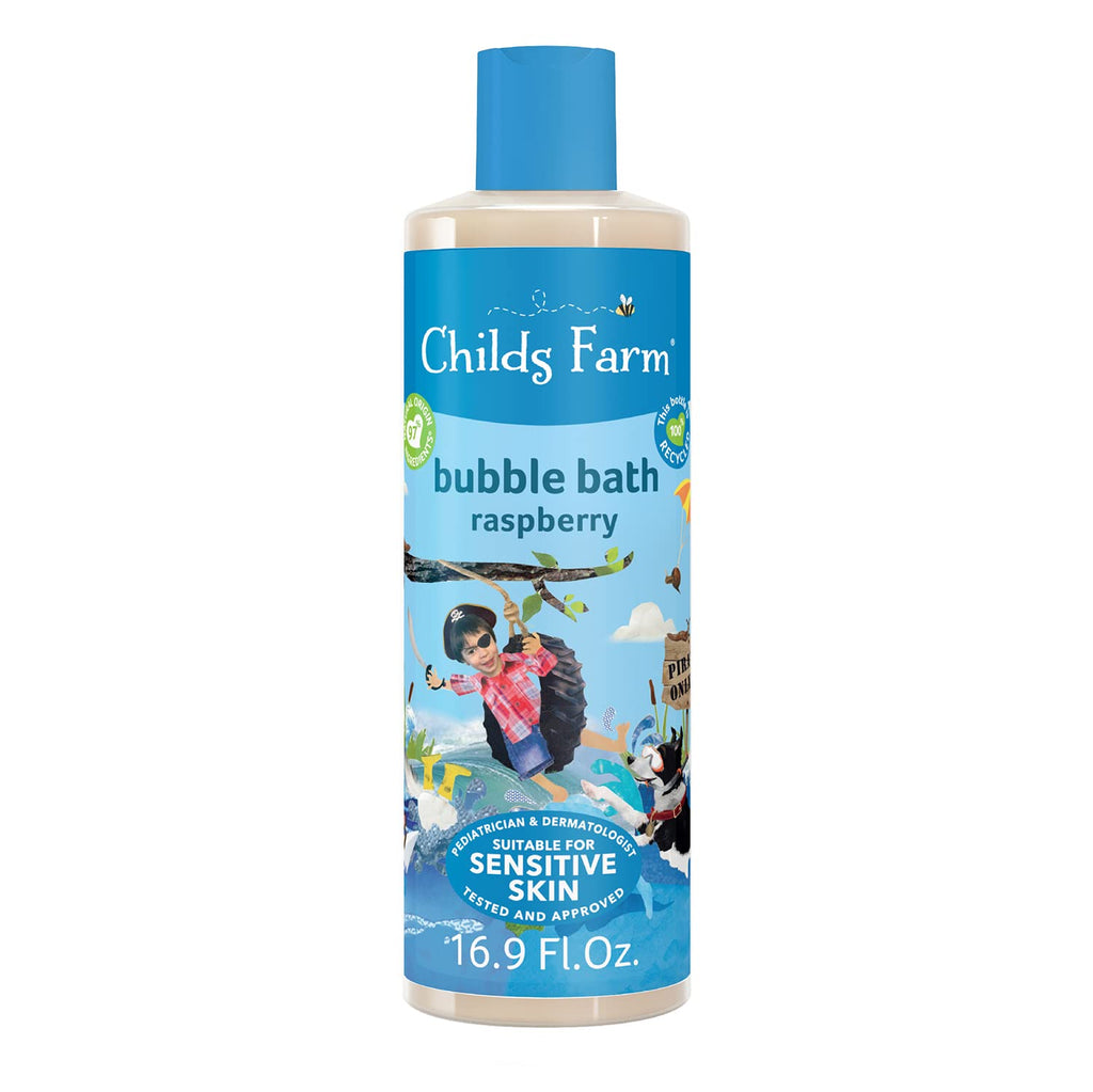 Childs Farm, Kids Bubble Bath for Dry, Sensitive Skin, Organic Raspberry, Gently Cleanses & Soothes, Vegan, Cruelty-Free, 16.9 fl oz