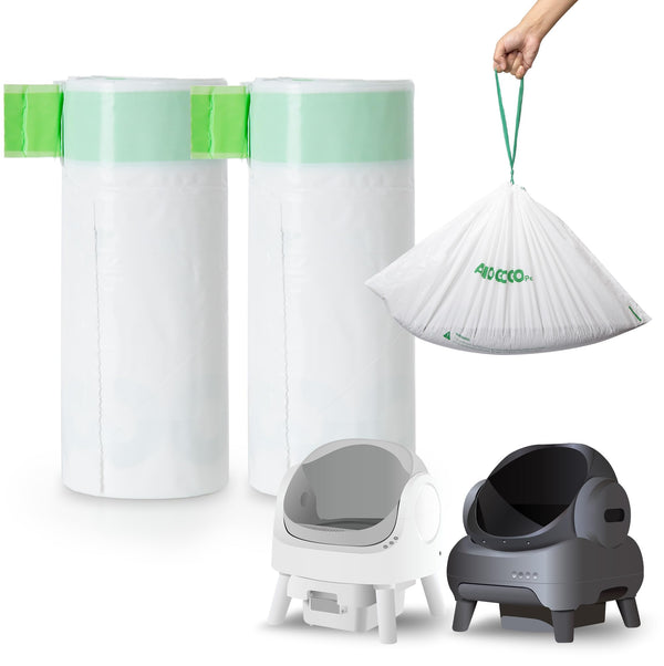 AMOGOGOPET 40 Pack Litter Bags, Compatible with Neakasa M1 & PetPivot & AutoScooper 11 Open-Top Self-Cleaning Cat Litter Box, Replaced Waste Bags, Automatic Litter Box Liner with Drawstring, 27" x 13"