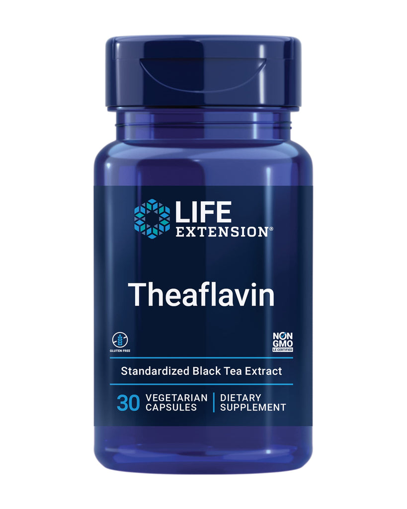 Life Extension Theaflavin Standardized Extract – Tea Leaf Flavonoids, Arterial Health Support, Helps Maintain Already-Heathy Cholesterol – Gluten-Free, Non-GMO, Vegetarian – 30 Capsules