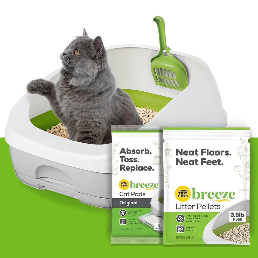 Tidy Cats Purina Non Clumping Litter System Breeze XL All-in-One Odor Control & Easy Clean Multi Cat Box 3.5 lbs.
