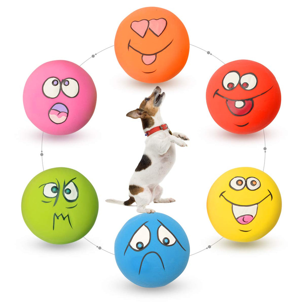 HOLYSTEED Latex Dog Squeaky Toys Rubber Soft Dog Toys Chewing Squeaky Toy Fetch Play Balls Toy for Puppy Small Pets 6pcs for Mini, Small Breeds, 2.28"*2.28"*1.30"