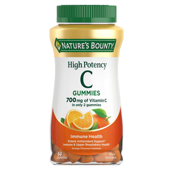 Nature's Bounty Vitamin C Gummies 700mg, High Potency Vitamin C Gummies for Adults, Immune Support Supplement, Dietary Supplement, Orange Flavor, 60 Chewable Vitamin C Gummies