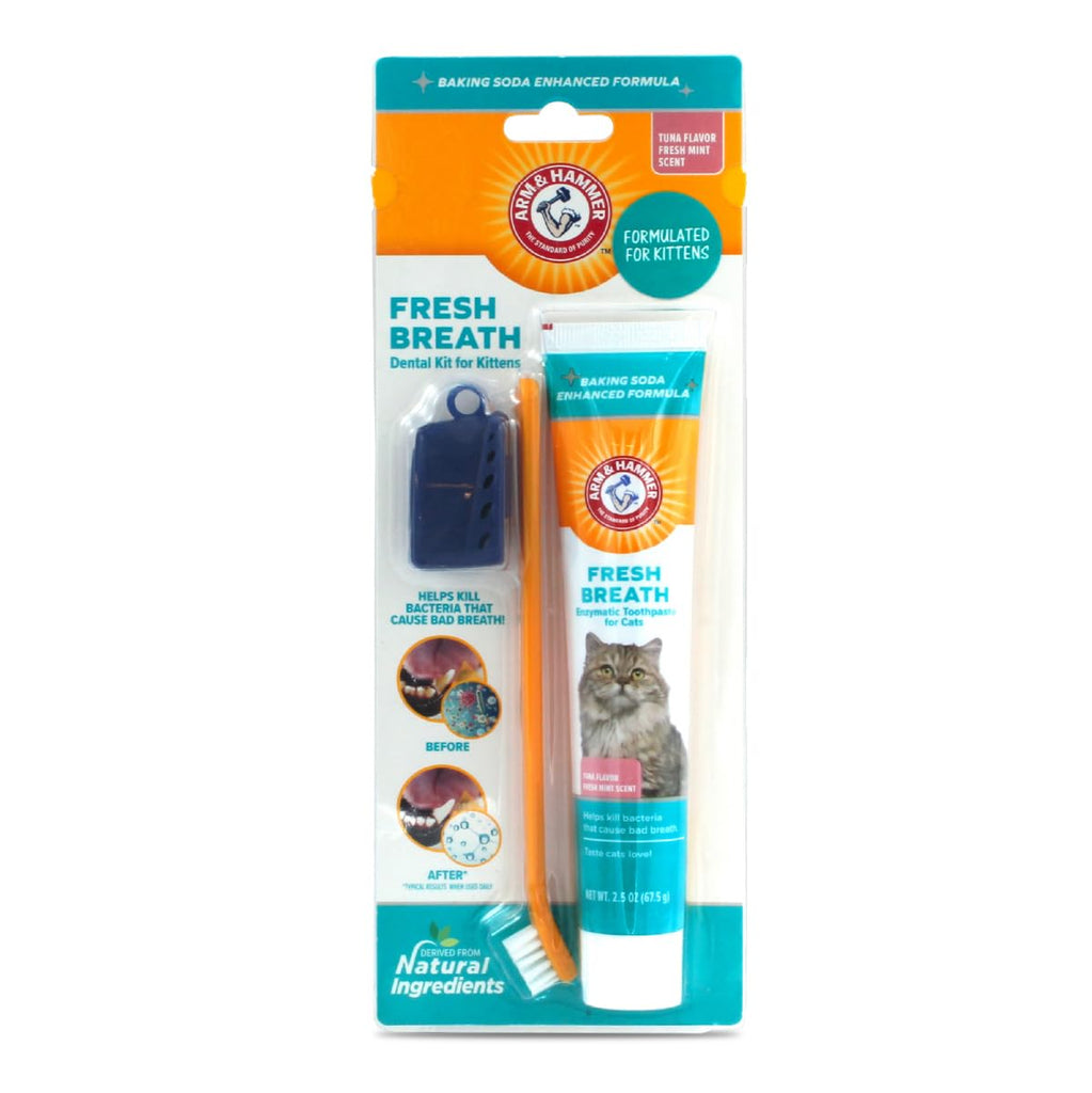 Arm & Hammer Cat Dental Kit - Toothbrush, Toothpaste and Oral Care for Kittens with Tuna and Fresh Mint Flavors