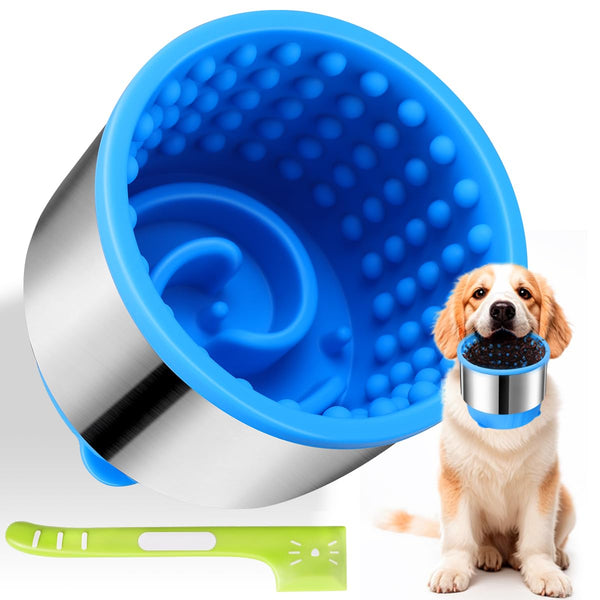 AIERSA Dog Freeze Bowl, Lick Bowl for Dogs, Upgraded Metal Anti-Chew Prottection, Slow Eating Dog Bowl, Dog Peanut Butter Lick Bowl,Silicone Slow Feeder Dog Bowls for Large Small Puppy Dogs