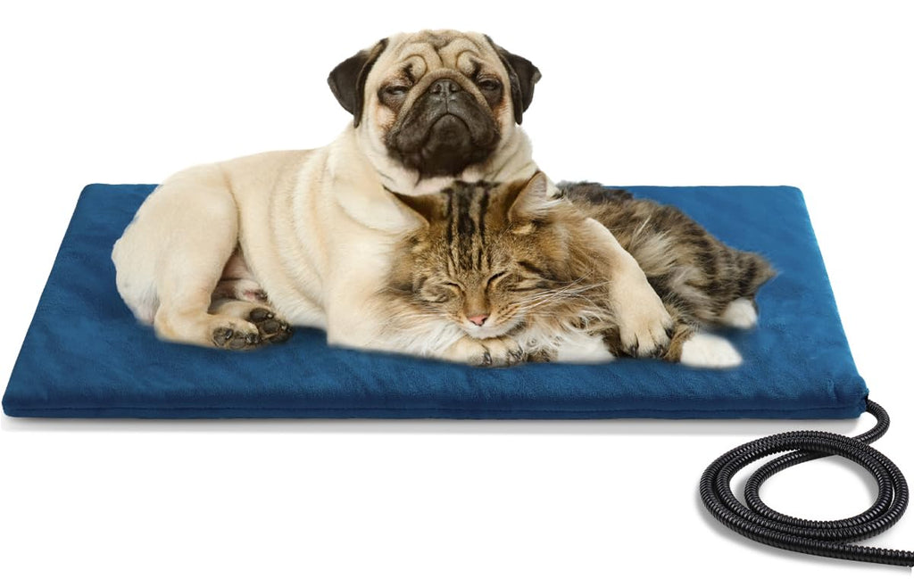 Pet Heating Pad,Extremely Waterproof Heated Cat Dog Bed Outdoor & Indoor,Multi-Size Heated Dog Cat Blanket Mat,Pet Heater Warmer for Cat Dog House Whelping Box(Dark Blue,L-28 Lx16 W)