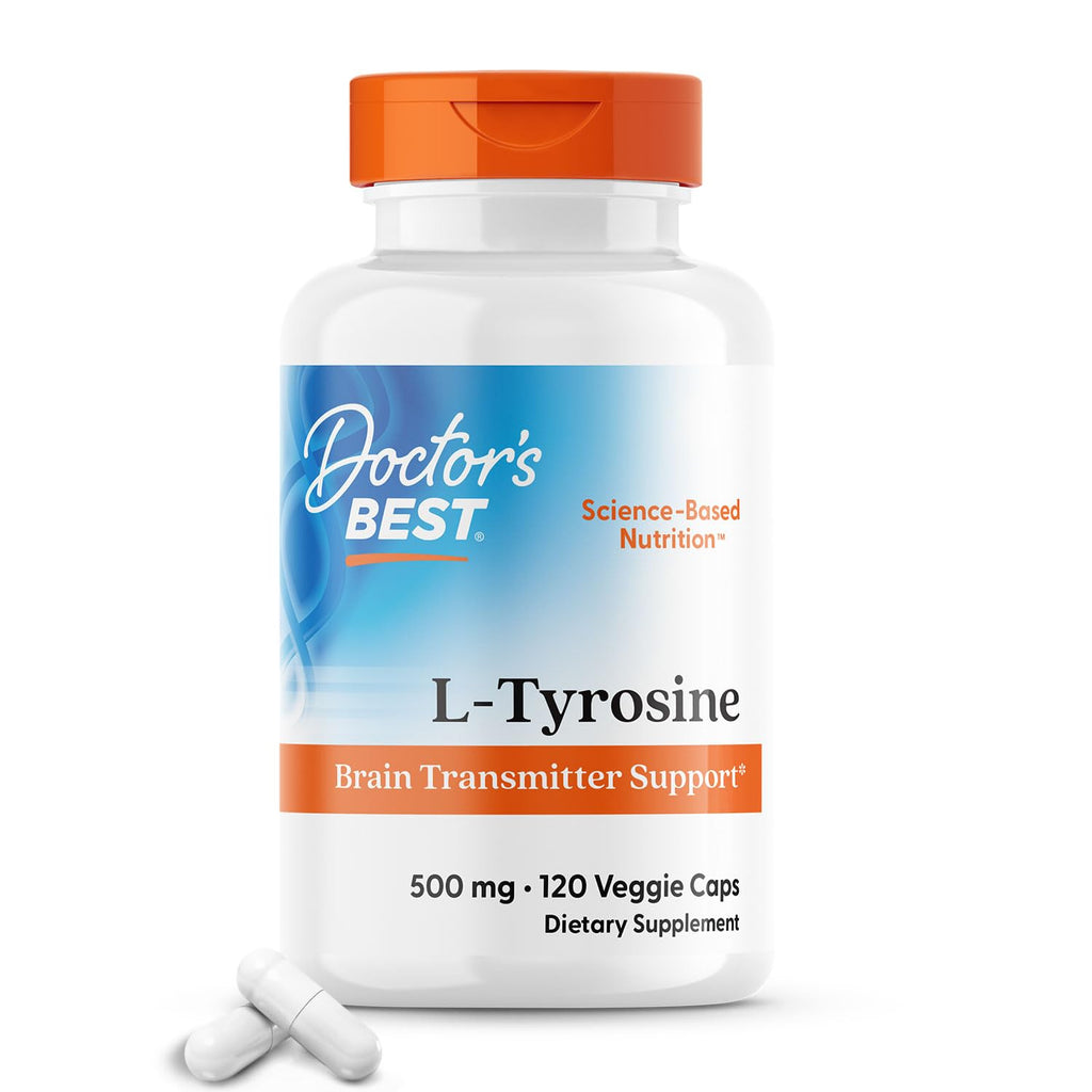 Doctor's Best L-Tyrosine, Healthy Brain Function, Amino Acid, Healthy Glandular Function, Non-GMO, Gluten Free, 120 VC