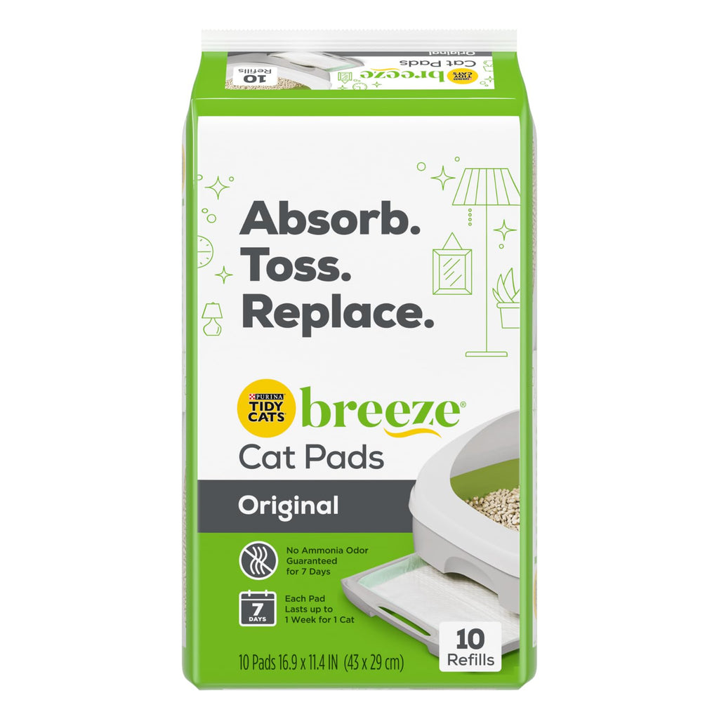 Purina Tidy Cats Breeze Cat Pad Refills, Clean & Easy Disposable Cat Pads for Breeze Litter System, Controls Odors, 10 Cat Pad Refills/Pack (Pack of 4)