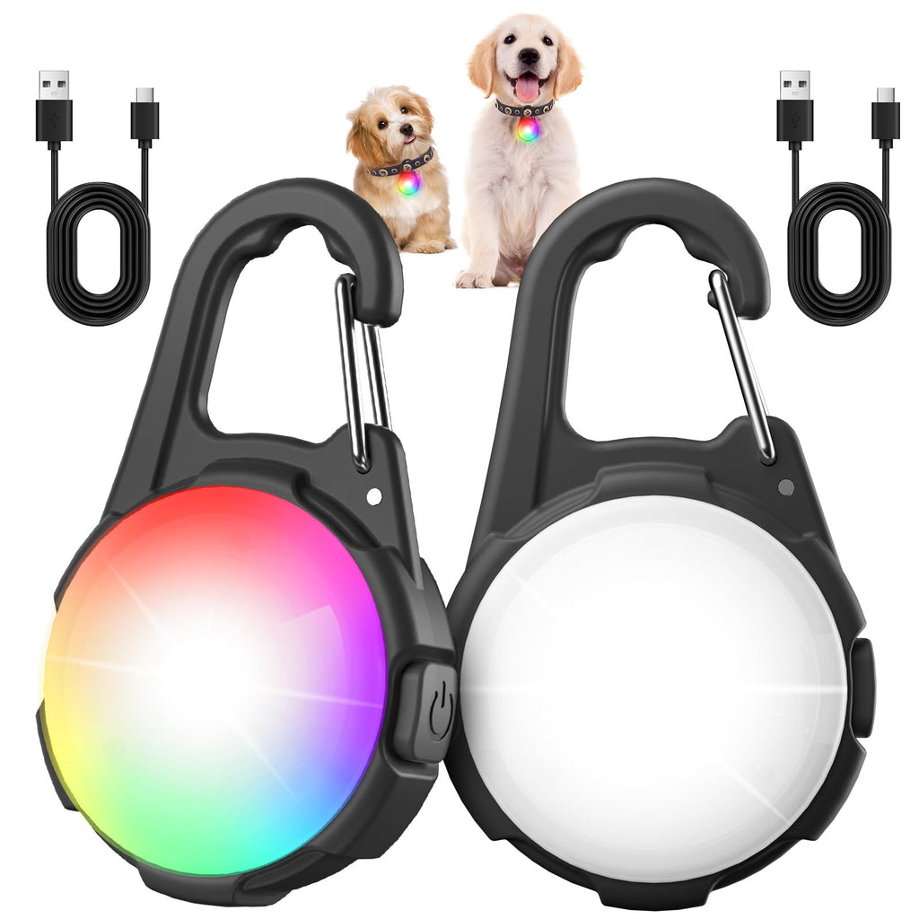 Dog Lights for Night Walking, 2 Packs LED Collar Light, 4 Modes Light for Walking at Night, Waterproof Dogs Walk Lights, Rechargeable Collar Lamp for Nighttime Clip On, for Running, Camping, Cycling
