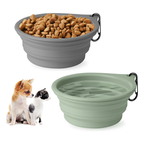 Collapsible Dog Bowls 2pcs for Puppy Bowl, Portable Dog Bowl for Small to Medium Sized Dogs and Cats, Travel Dog Bowl is Ideal for Traveling and Hiking BPA Free