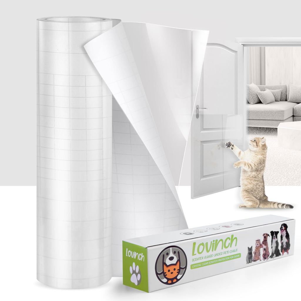 Lovinch [Thicken Vinyl] Anti Cat Scratch Furniture Protector, Single-Sided Sticky Couch Protector for Cats, Flexible Couch Corner Guard Under Cats Claw, Cat Scratch Deterrent Tape-(160" x 12.4")