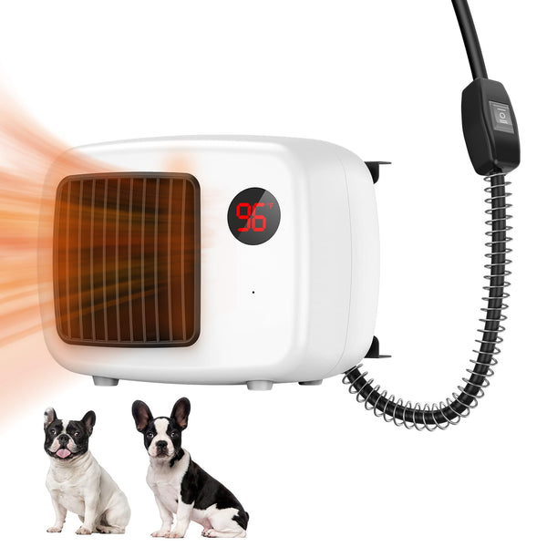 Dog House Heater for Outdoor & Indoor Use - 600W/300W Safe & Efficient Heating for Pet Houses, Chicken Coops, Rabbit Hutches - Wall-Mounted Design with Overheat Protection & Anti-Chew Cord (white)