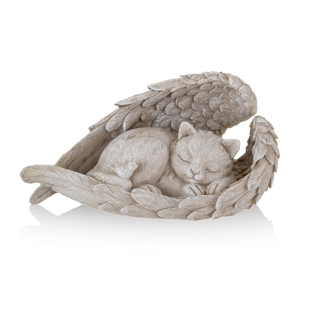 Cat Angel Memorial Statue Commemorates Our Lost Fur Baby,Cat Figurines is Placed in The Outdoor Garden or Tombstone,cat Statue Resin